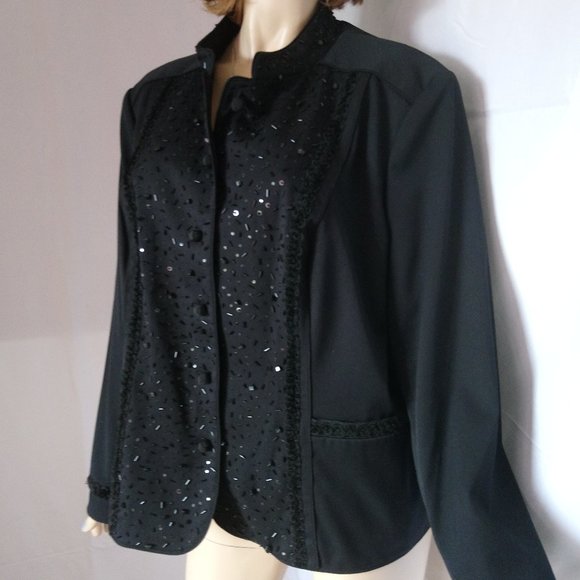 Nwt $198 DUÉ PER DUÉ  Beaded Evening Jacket Sz 22W - Picture 2 of 7